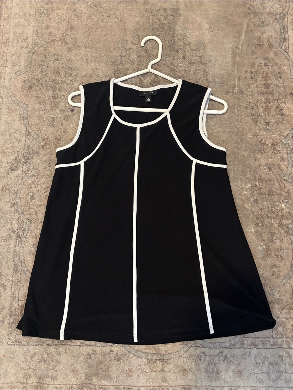 Black Tank with White Contrast Piping